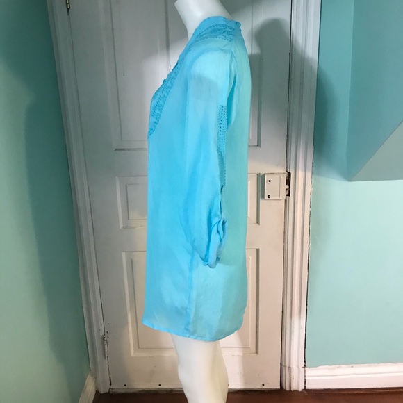 Johnny Was Blue Embroidered Cover Up SzXS